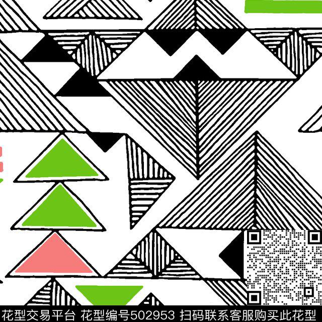 几何拼接女装线条传统印花华亿平台下载（图片编号: 502953） - 瓦栏（Walan）