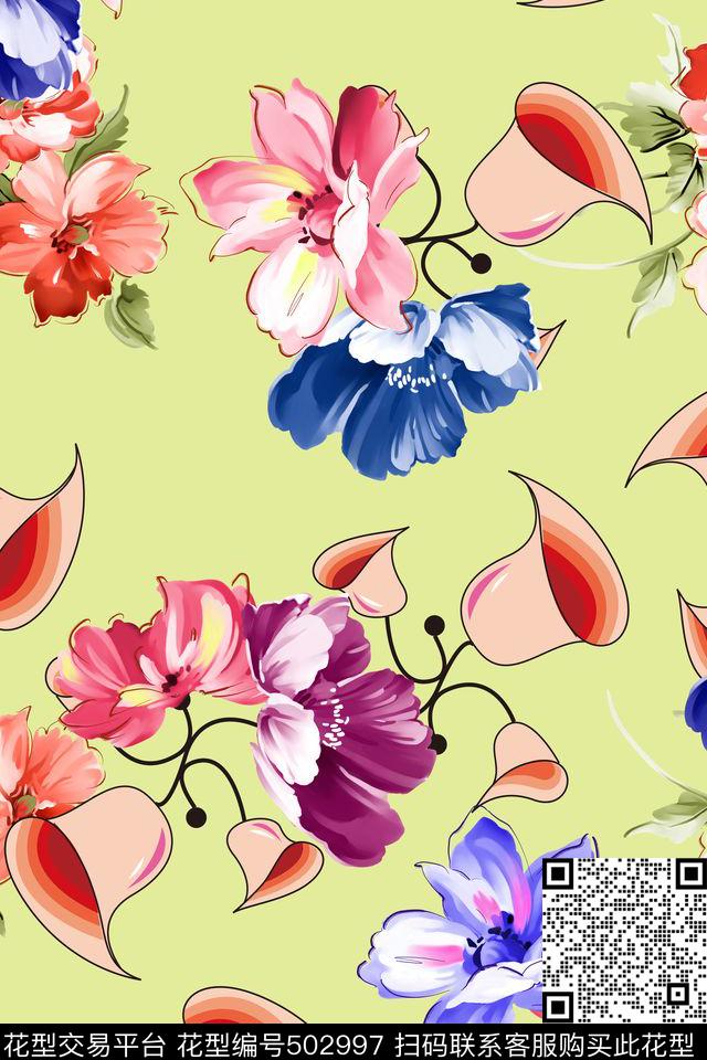 满版花卉专色底数码印花华亿平台下载（图片编号: 502997） - 瓦栏（Walan）
