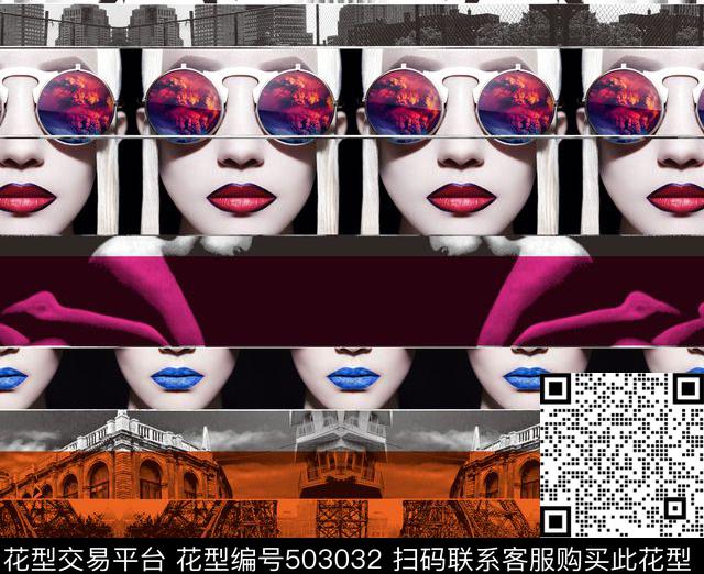 流行时尚个性趣味条纹欧美数码印花华亿平台下载（图片编号: 503032） - 瓦栏（Walan）