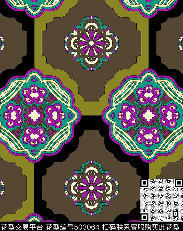 设计图案印花纺织品传统印花华亿平台下载（图片编号: 503064） - 瓦栏（Walan）