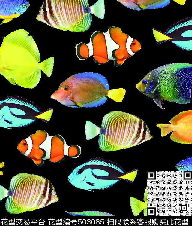 海底世界海鱼海洋风情数码印花华亿平台下载（图片编号: 503085） - 瓦栏（Walan）
