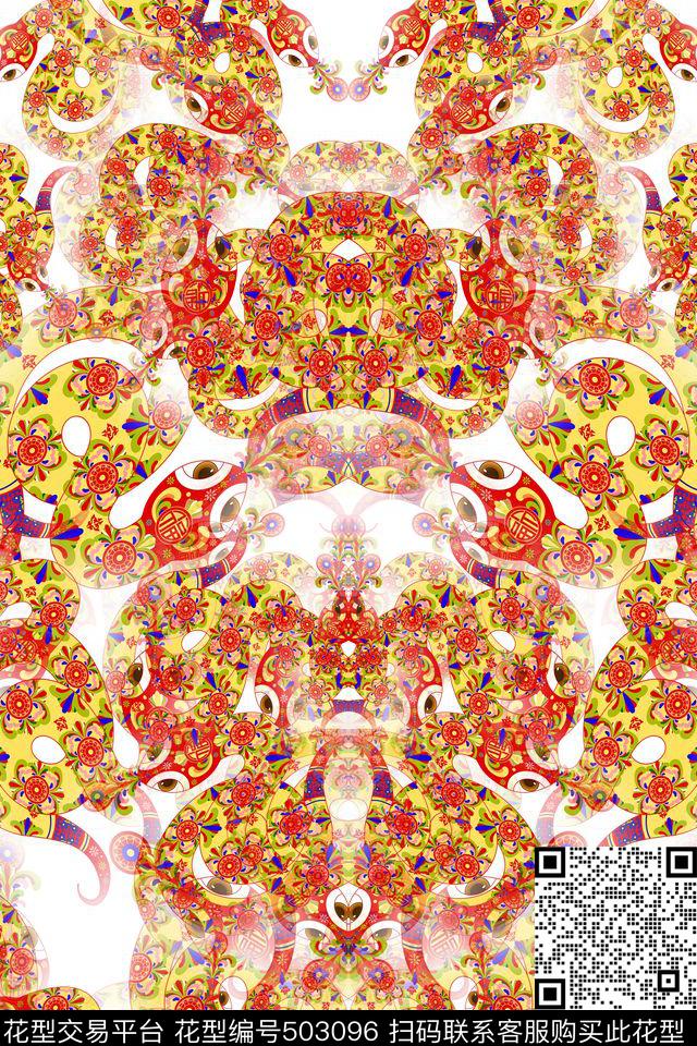 民族风七彩色花色中国风数码印花华亿平台下载（图片编号: 503096） - 瓦栏（Walan）