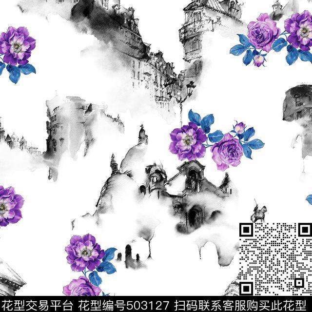 衬衫复古花卉传统印花华亿平台下载（图片编号: 503127） - 瓦栏（Walan）