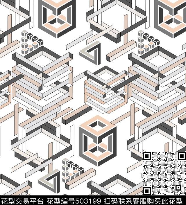 潮流时尚立体个性印花时尚几何传统印花华亿平台下载（图片编号: 503199） - 瓦栏（Walan）