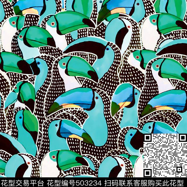 原创动物优雅数码印花华亿平台下载（图片编号: 503234） - 瓦栏（Walan）