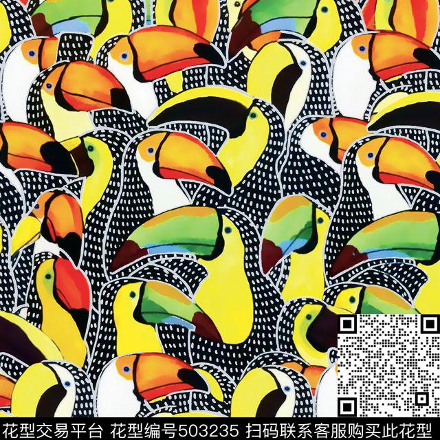 原创动物优雅数码印花华亿平台下载（图片编号: 503235） - 瓦栏（Walan）