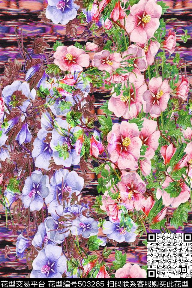 彩色家花卉复古底民族风数码印花华亿平台下载（图片编号: 503265） - 瓦栏（Walan）