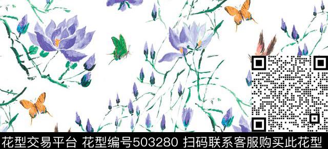 原创浪漫花卉数码印花华亿平台下载（图片编号: 503280） - 瓦栏（Walan）