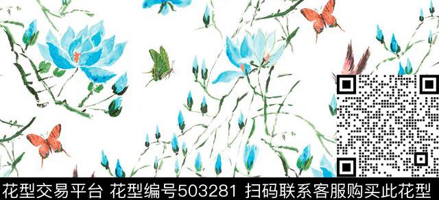 原创浪漫花卉数码印花华亿平台下载（图片编号: 503281） - 瓦栏（Walan）