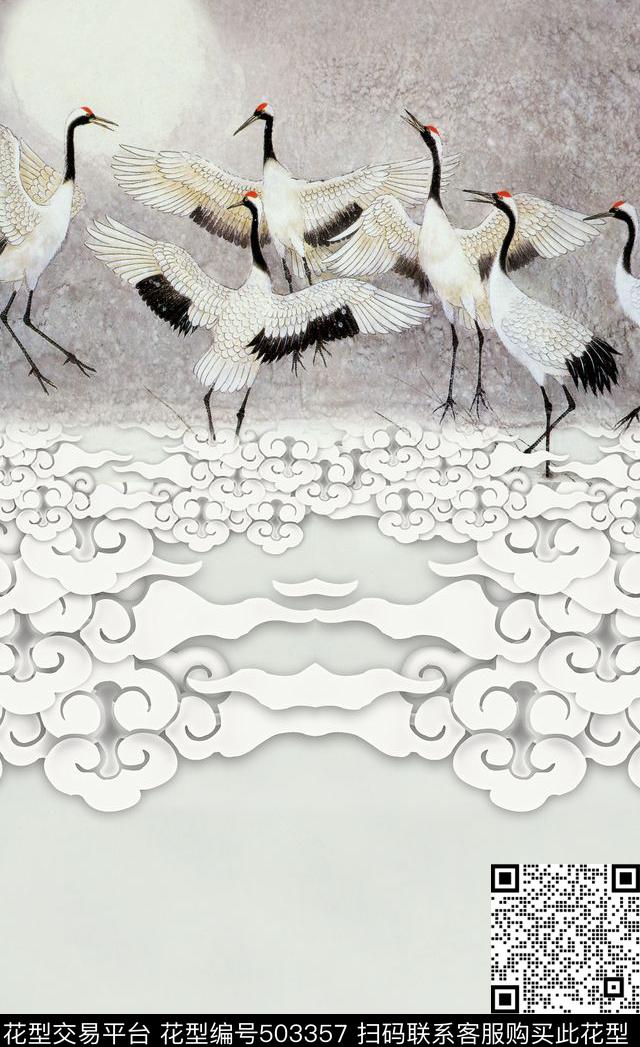 潮流时尚定位中国风动物数码印花华亿平台下载（图片编号: 503357） - 瓦栏（Walan）