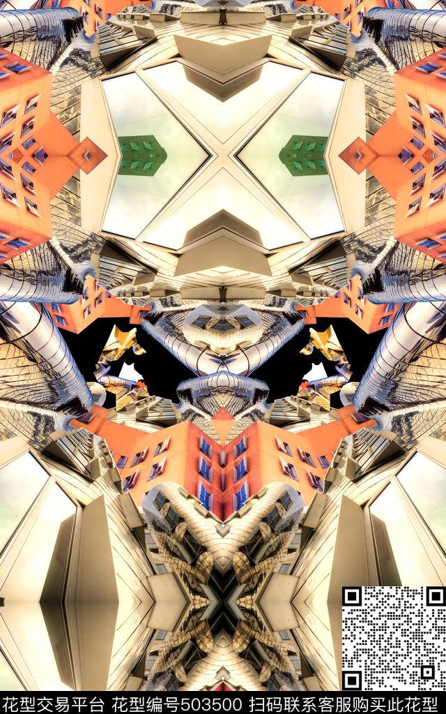 对称建筑高楼数码印花华亿平台下载（图片编号: 503500） - 瓦栏（Walan）