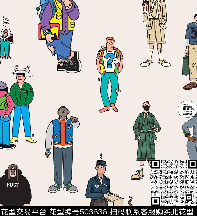 卡通人物男装时尚潮人数码印花华亿平台下载（图片编号: 503636） - 瓦栏（Walan）