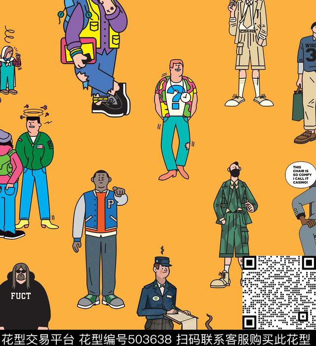 时尚潮人卡通人物男装数码印花华亿平台下载（图片编号: 503638） - 瓦栏（Walan）