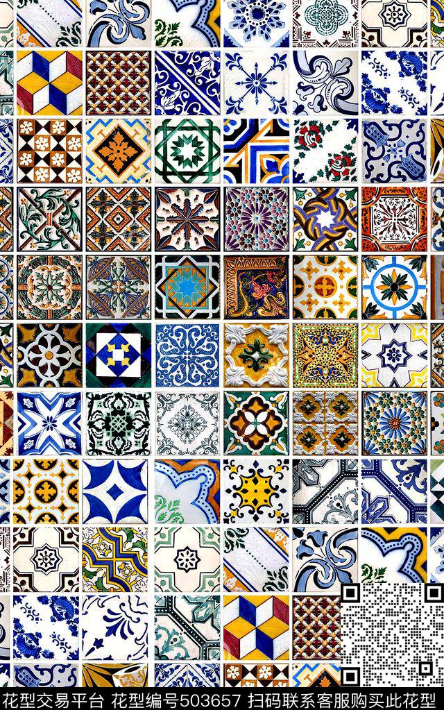 欧式复古瓷砖数码印花华亿平台下载（图片编号: 503657） - 瓦栏（Walan）