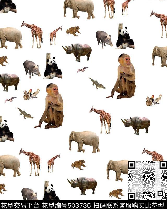 潮流动物复古数码印花华亿平台下载（图片编号: 503735） - 瓦栏（Walan）