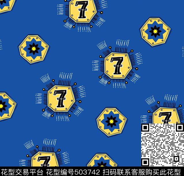 波普风数字多边形花传统印花华亿平台下载（图片编号: 503742） - 瓦栏（Walan）