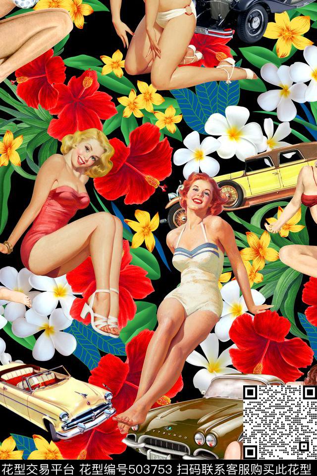 服装复古花卉数码印花华亿平台下载（图片编号: 503753） - 瓦栏（Walan）