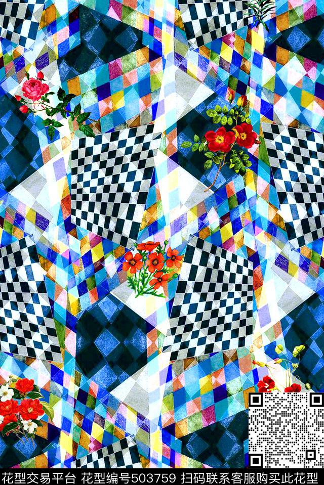 3D百搭几何空间数码印花华亿平台下载（图片编号: 503759） - 瓦栏（Walan）