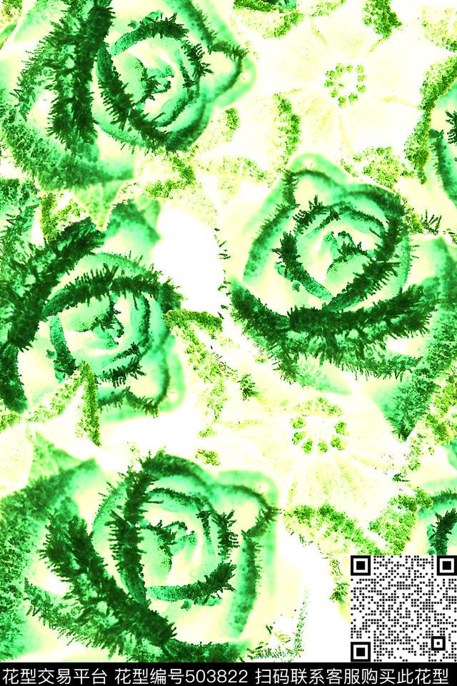 抽象花卉玫瑰几何女士衬衫大牌女装数码印花华亿平台下载（图片编号: 503822） - 瓦栏（Walan）