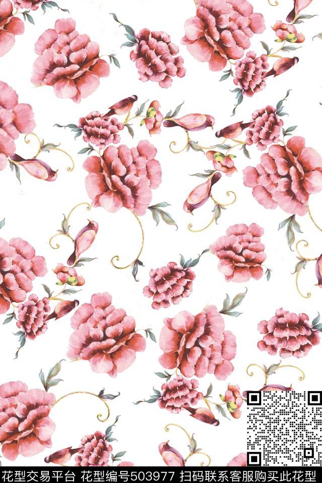 花卉流行时尚中国风数码印花华亿平台下载（图片编号: 503977） - 瓦栏（Walan）