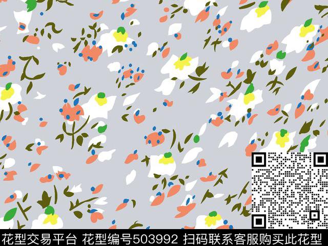 色块花卉轻松传统印花华亿平台下载（图片编号: 503992） - 瓦栏（Walan）