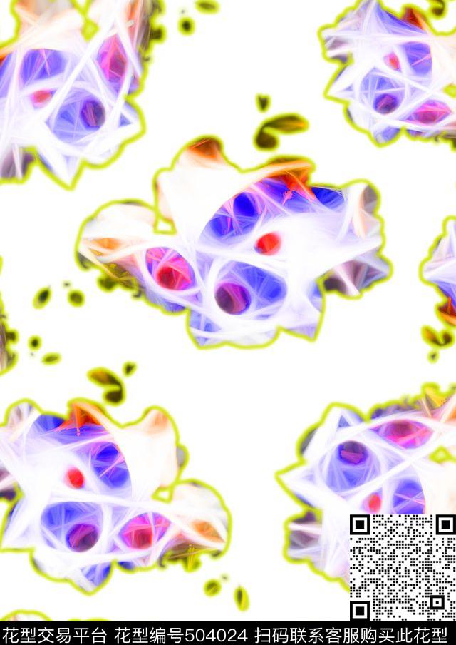 流行时尚时尚幻彩变形花可爱卡通数码印花华亿平台下载（图片编号: 504024） - 瓦栏（Walan）