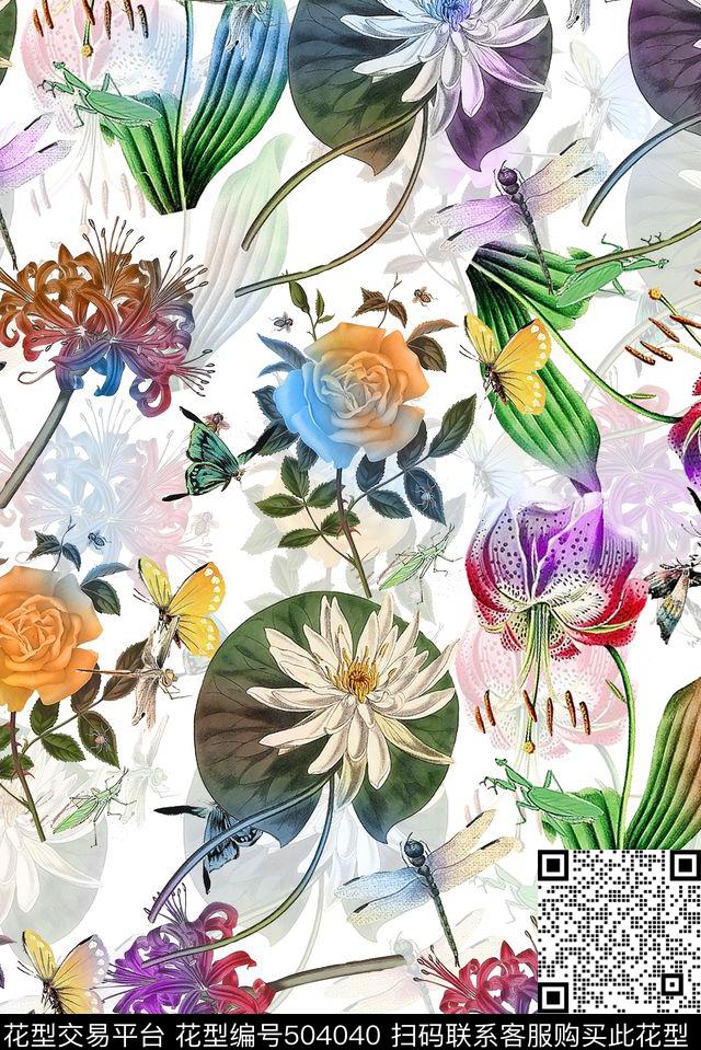 花卉秋冬清爽花卉淑女风数码印花华亿平台下载（图片编号: 504040） - 瓦栏（Walan）