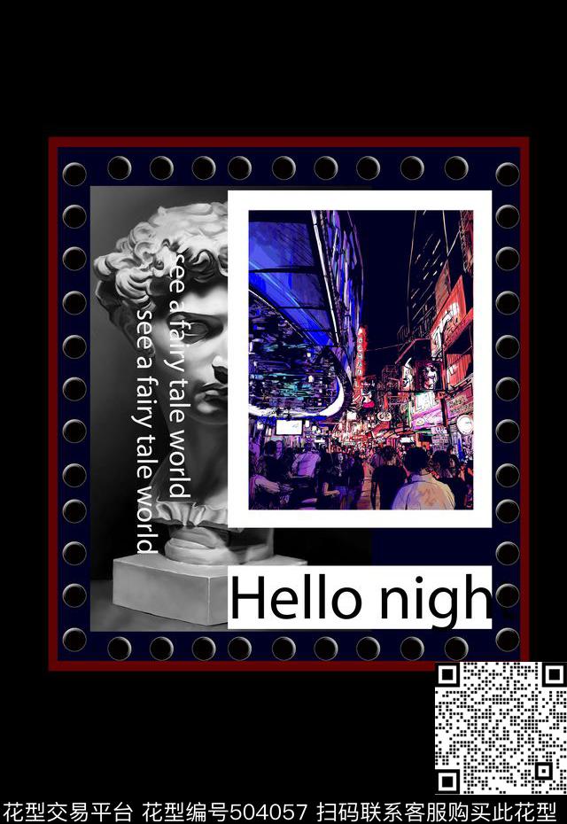 潮流时尚男装大卫头像数码印花数码印花华亿平台下载（图片编号: 504057） - 瓦栏（Walan）