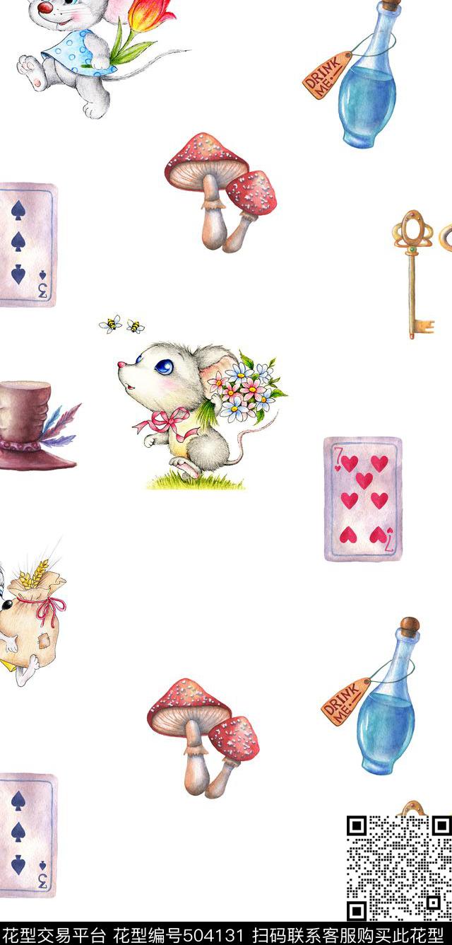 蘑菇老鼠扑克数码印花华亿平台下载（图片编号: 504131） - 瓦栏（Walan）