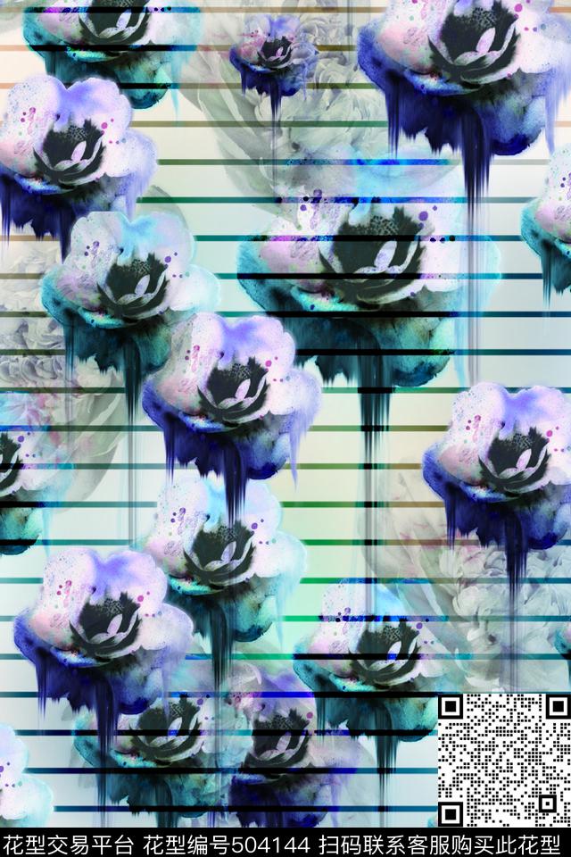 流行时尚潮流条纹数码印花华亿平台下载（图片编号: 504144） - 瓦栏（Walan）