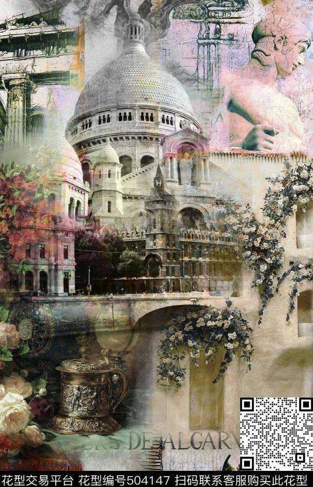 大批女装衬衫面料海报建筑花卉欧美复古数码印花华亿平台下载（图片编号: 504147） - 瓦栏（Walan）