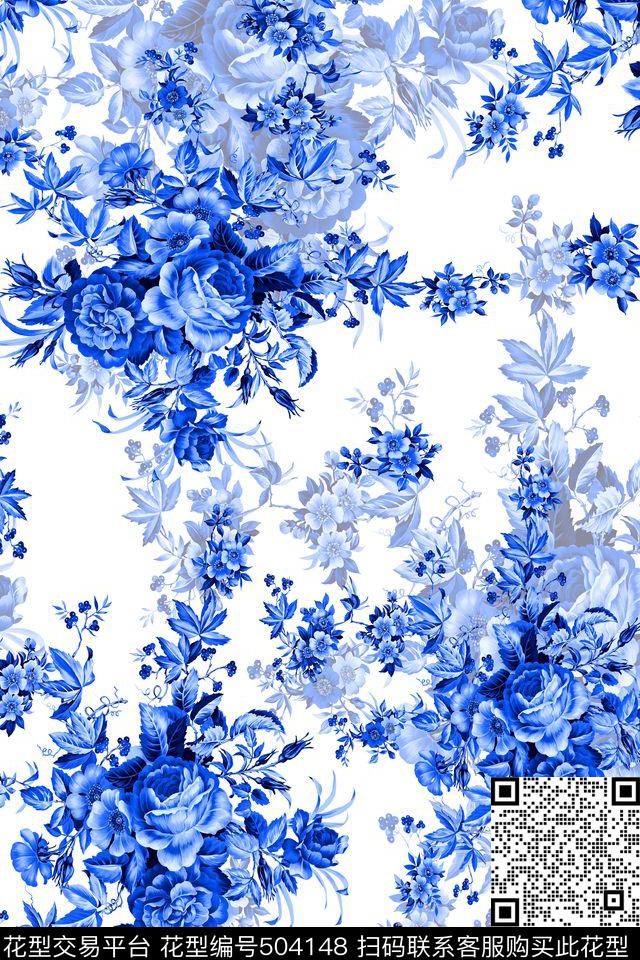 中国风流行时尚青花瓷数码印花华亿平台下载（图片编号: 504148） - 瓦栏（Walan）