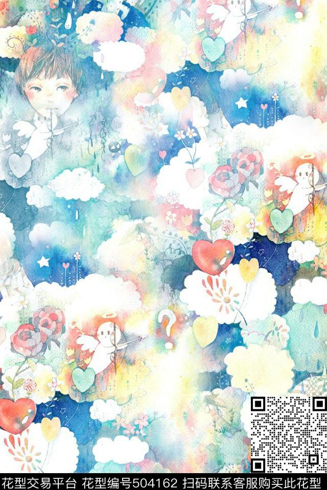 童趣水彩抽象数码印花华亿平台下载（图片编号: 504162） - 瓦栏（Walan）