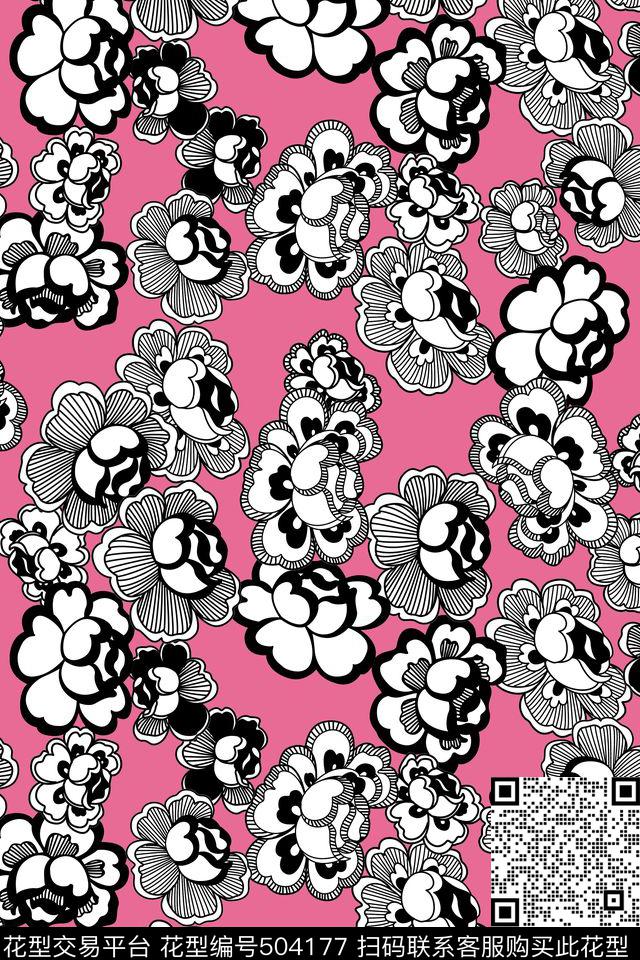 几何花卉平面传统印花华亿平台下载（图片编号: 504177） - 瓦栏（Walan）