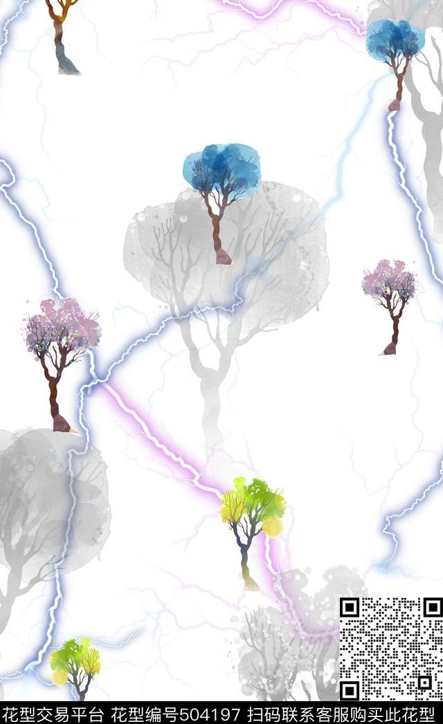 闪电手绘酷数码印花华亿平台下载（图片编号: 504197） - 瓦栏（Walan）