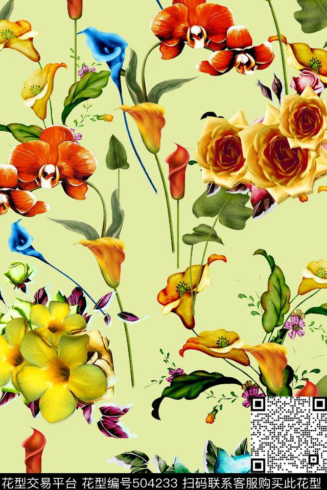 碎花休闲花卉数码印花华亿平台下载（图片编号: 504233） - 瓦栏（Walan）