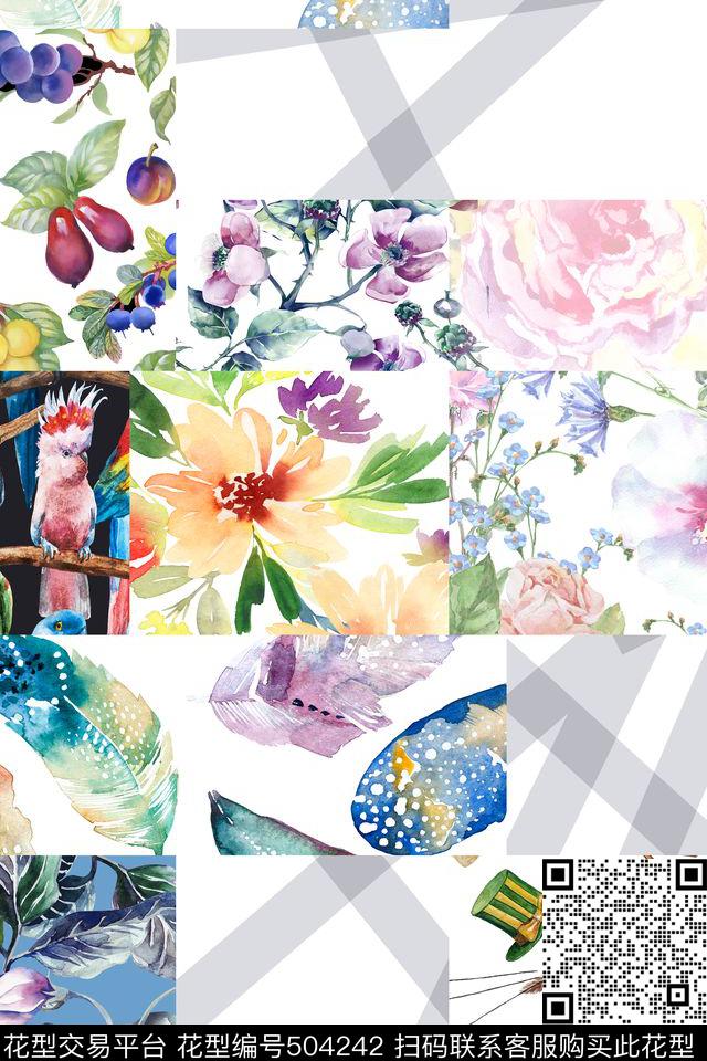 几何花卉动物数码印花华亿平台下载（图片编号: 504242） - 瓦栏（Walan）