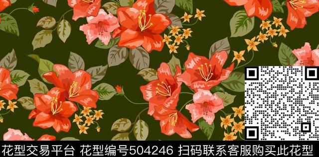 2016春秋手绘花朵沙发布数码印花华亿平台下载（图片编号: 504246） - 瓦栏（Walan）