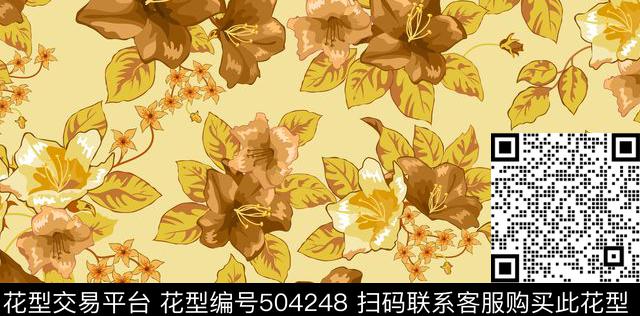 2016春秋手绘花朵沙发布数码印花华亿平台下载（图片编号: 504248） - 瓦栏（Walan）