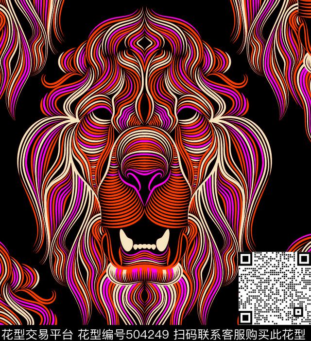 几何线条狮子头新月形圆弧传统印花华亿平台下载（图片编号: 504249） - 瓦栏（Walan）