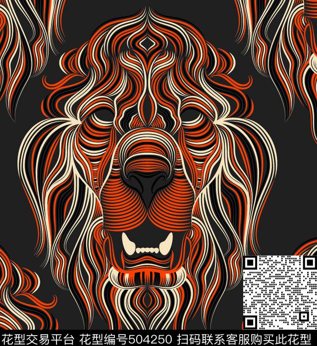 几何线条狮子头新月形圆弧传统印花华亿平台下载（图片编号: 504250） - 瓦栏（Walan）