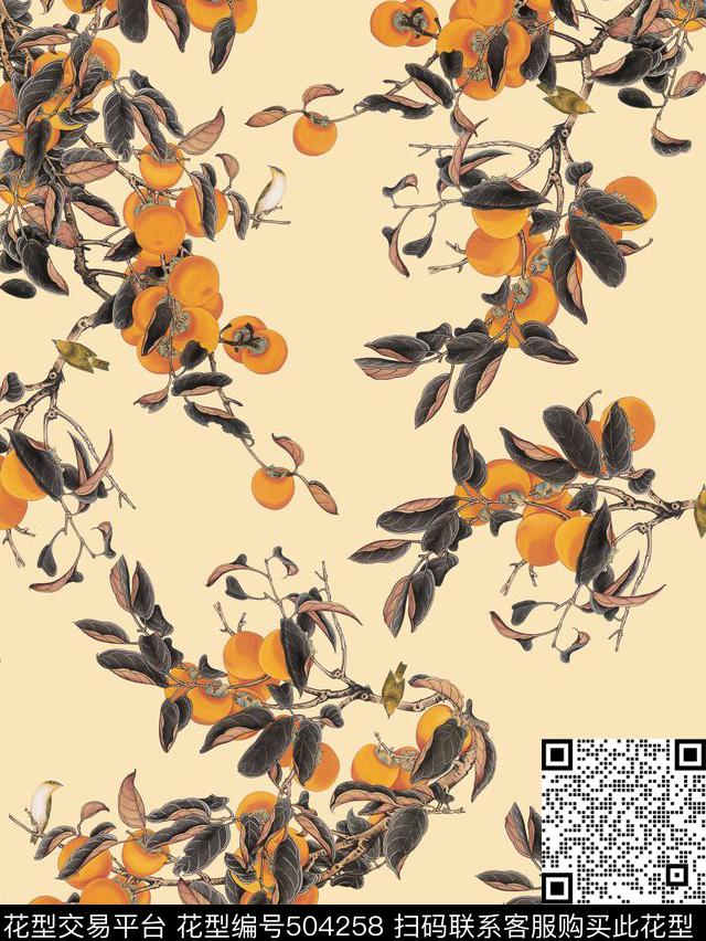 数码印花中国风水果鸟花卉数码印花华亿平台下载（图片编号: 504258） - 瓦栏（Walan）