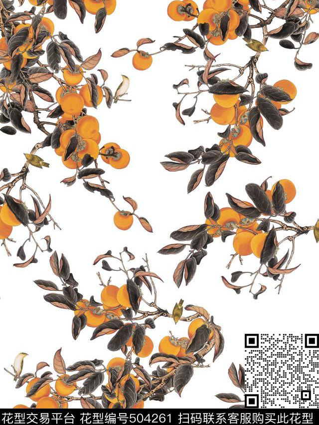 数码印花中国风水果鸟花卉数码印花华亿平台下载（图片编号: 504261） - 瓦栏（Walan）