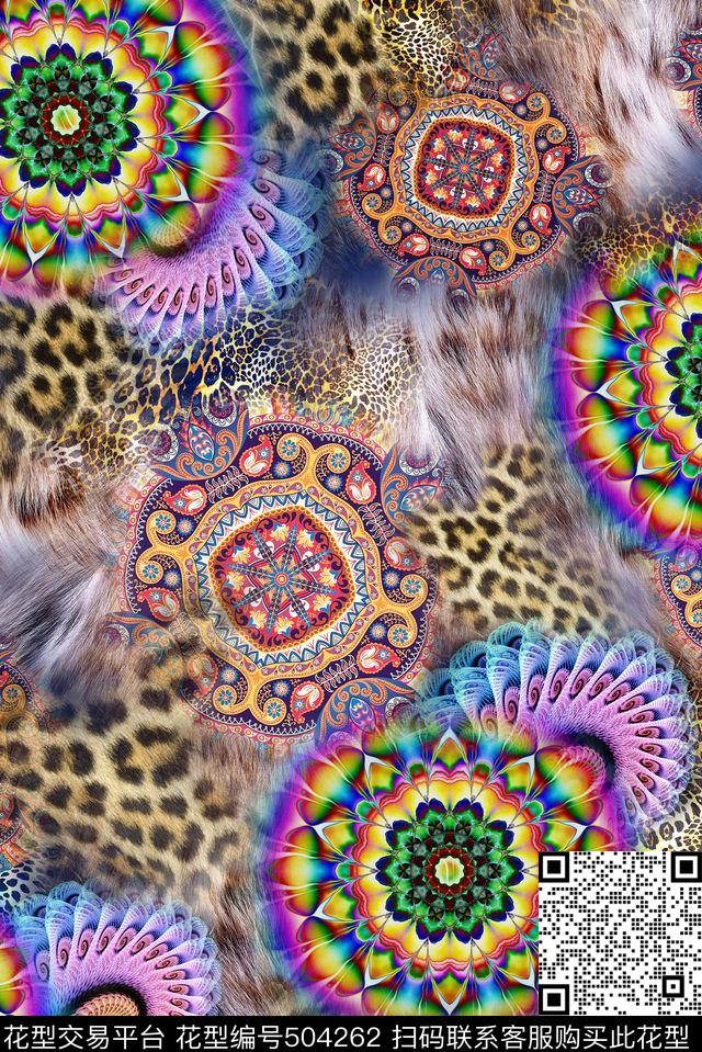 抽象花卉几何图形数码印花华亿平台下载（图片编号: 504262） - 瓦栏（Walan）