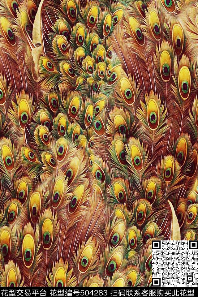 欧美大牌孔雀羽毛孔雀翎欧美大牌孔雀羽毛孔雀翎包包围巾女装E【动物昆虫】数码印花华亿平台下载（图片编号: 504283） - 瓦栏（Walan）