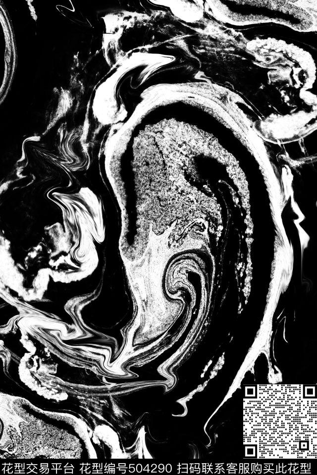 笔墨抽象动感传统印花华亿平台下载（图片编号: 504290） - 瓦栏（Walan）