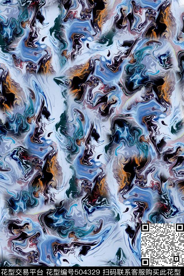 抽象山川河流数码印花华亿平台下载（图片编号: 504329） - 瓦栏（Walan）