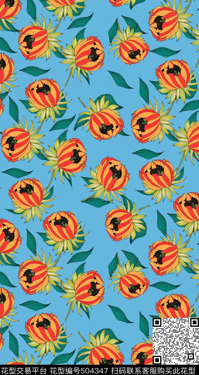 欧美几何花卉传统印花华亿平台下载（图片编号: 504347） - 瓦栏（Walan）