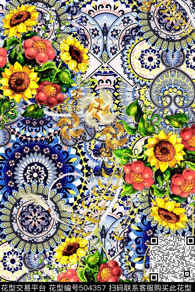 花朵花纹民族风数码印花华亿平台下载（图片编号: 504357） - 瓦栏（Walan）