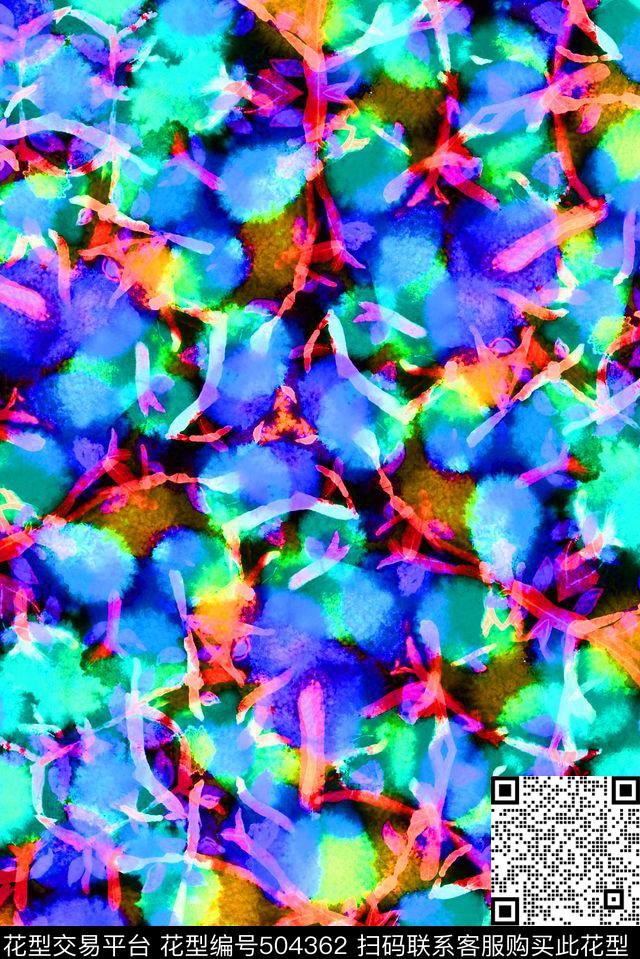 百搭花卉蓝调数码印花华亿平台下载（图片编号: 504362） - 瓦栏（Walan）